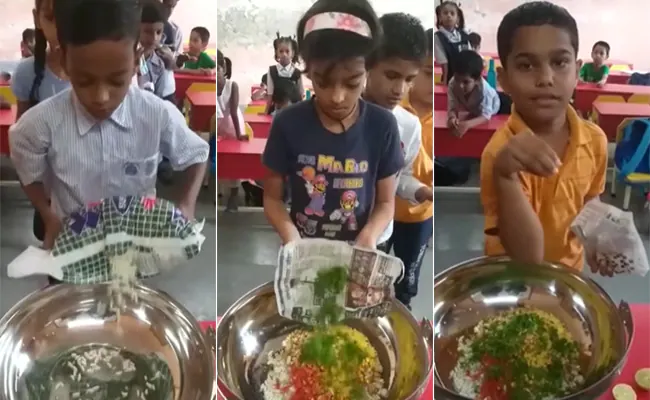 क्लास में बच्चों ने मिलकर बनाई चटपटी भेलपुरी, Video देख मुंह में आ जाएगा पानी