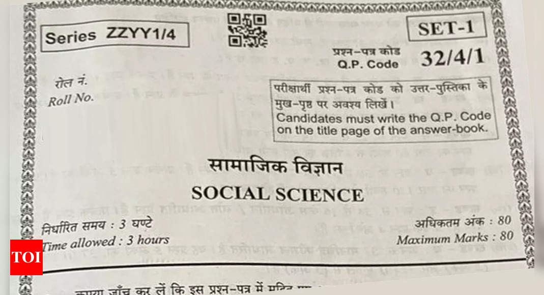 CBSE 10th Social Science question paper 2023: Check and download here - Times of India