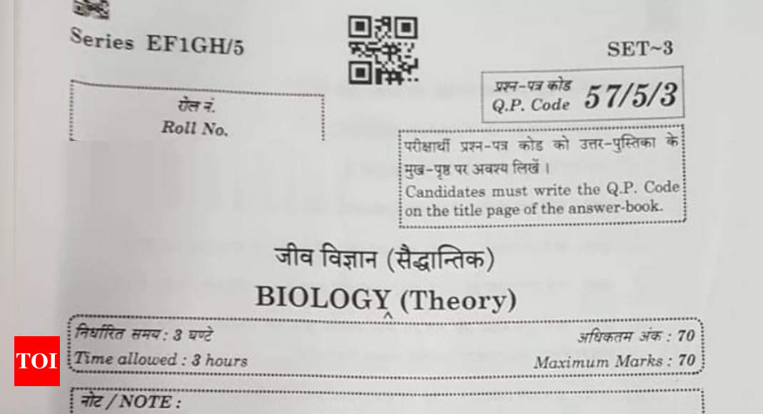 CBSE 12th Biology question paper 2023: Check and download here - Times of India
