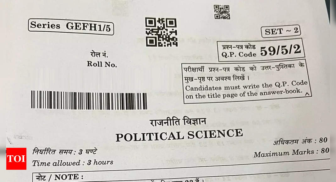 CBSE 12th Political Science question paper 2023: Check and download here - Times of India