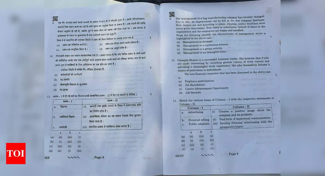 CBSE Class 12 Business Studies Question Paper 2023: Check and Download Here - Times of India