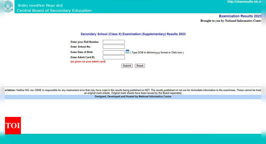 CBSE 10th Compartment Result 2023 announced @cbseresults.nic.in; Direct link here - Times of India
