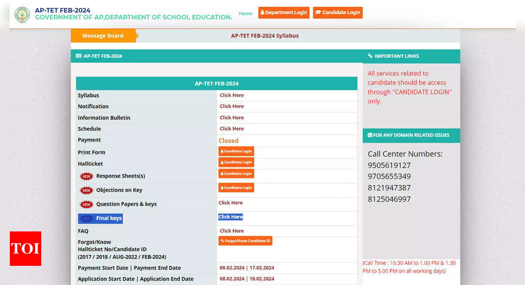 AP TET 2024 final answer key released, check how to download and other details here - Times of India