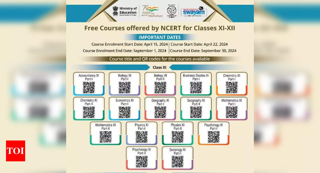 CBSE Informs Schools About Free NCERT Online Courses for Class 11, 12 on SWAYAM Portal - Times of India