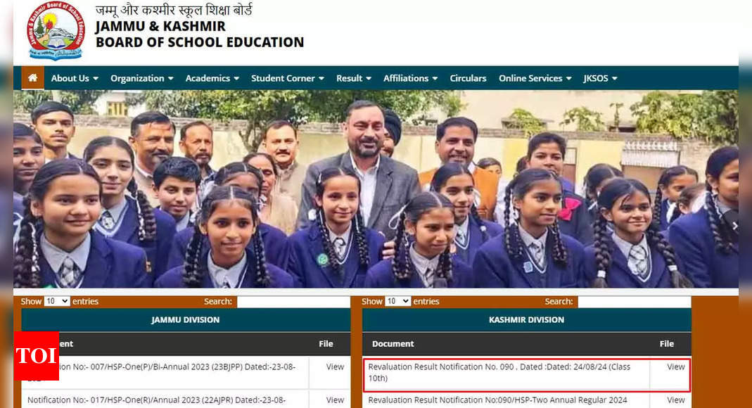 JKBOSE Releases Class 10 Re-evaluation Results 2024 for Kashmir Division: Direct Link - Times of India