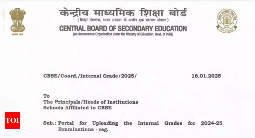 CBSE issues important notice on uploading internal grades for Class 12 students | - Times of India