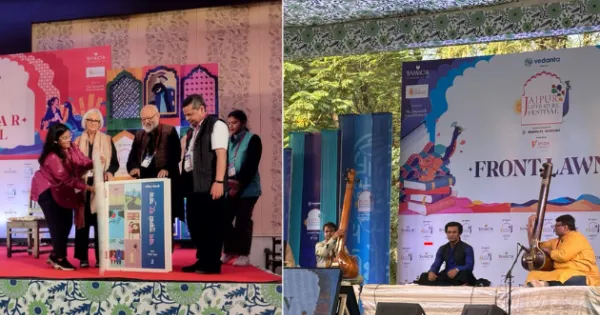जयपुर लिटरेचर फेस्टिवल : ध्रुपद घराना डागर के सिद्धहस्त गायक निलोही ने की शुरुआत, 'जाग तुझको दूर जाना बुक' की लॉन्च