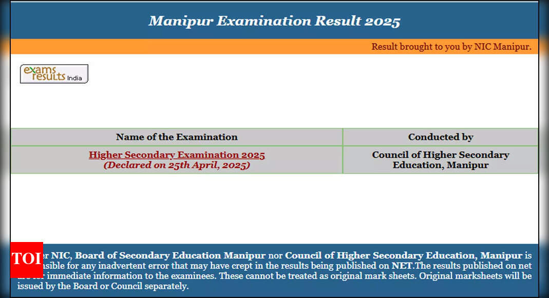 COHSEM Manipur announces record-breaking 12th HS result 2025 with 94% pass rate; check toppers, pass percentages, and direct link here - The Times of India