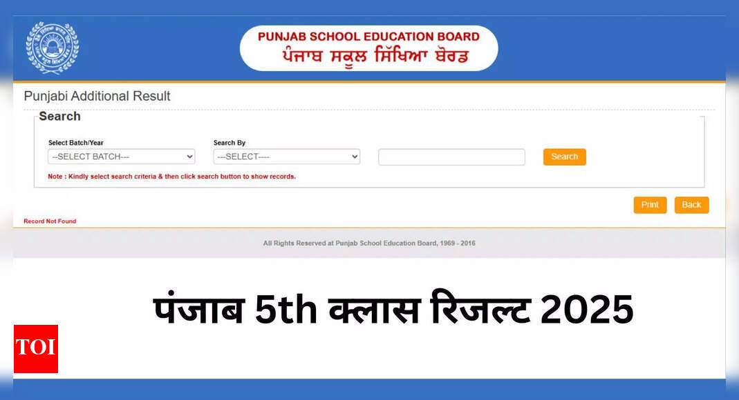 PSEB Class 5 results 2025: A remarkable 99.54% pass rate, girls lead the way! - The Times of India