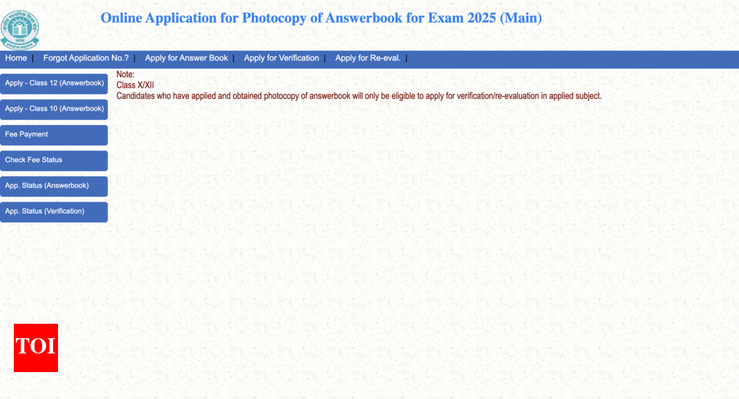 CBSE Re-evaluation 2025: Application window to obtain scanned answer sheets opens, know how to apply online - Times of India