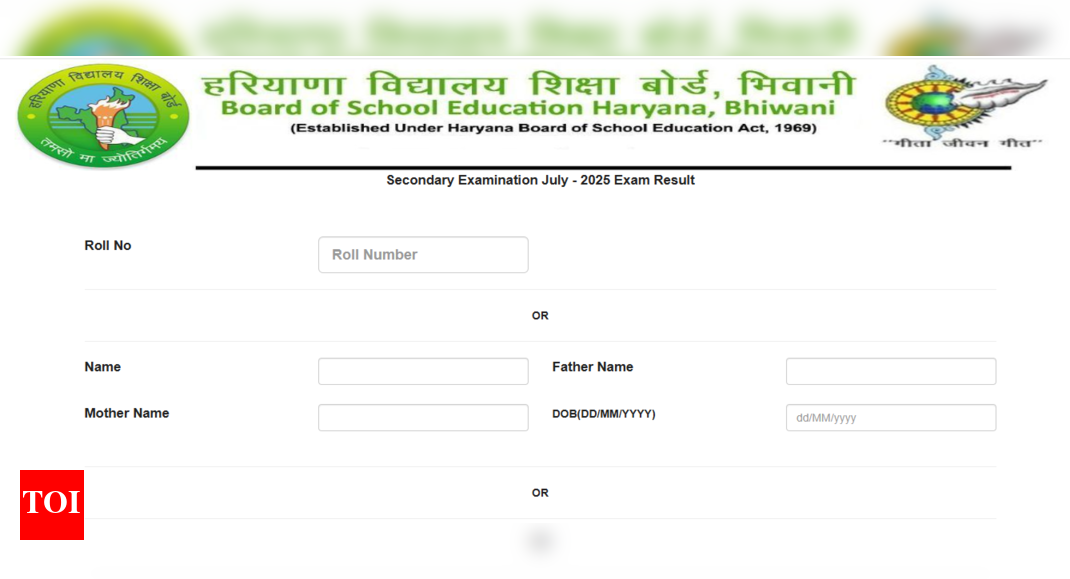 HBSE Class 10th Compartment exam result 2025 released at bseh.org.in: Direct link to download scorecards here - Times of India