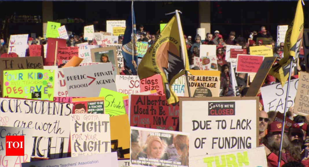 Alberta teachers’ strike intensifies as protests target Education Minister Demetrios Nicolaides’ riding - The Times of India