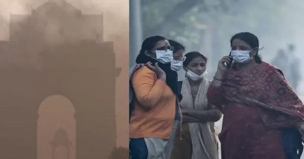 घने कोहरे और जहरीले धुएं की चपेट में दिल्ली, एक्यूआई 400 पार 