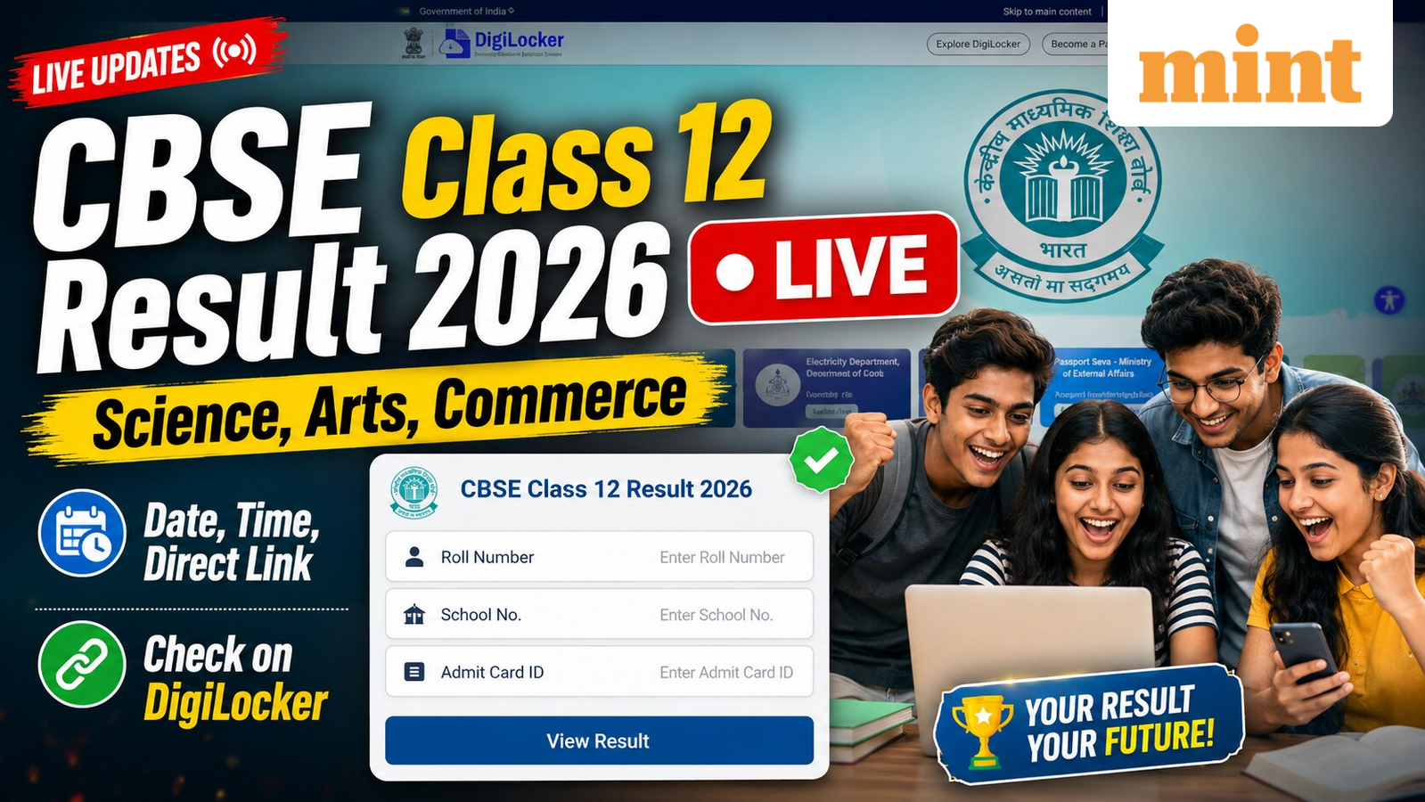 CBSE 12th Result 2026 LIVE: Where can students check results? How to download step-by-step? Details here | Mint