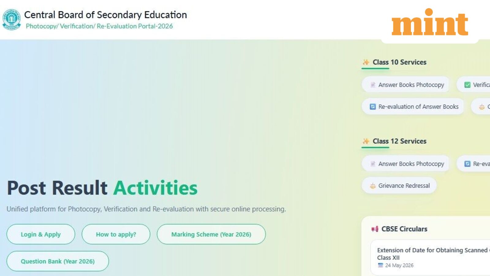 CBSE issues alert for Class 12 verification and re-evaluation deadline: Application window to close today | Mint