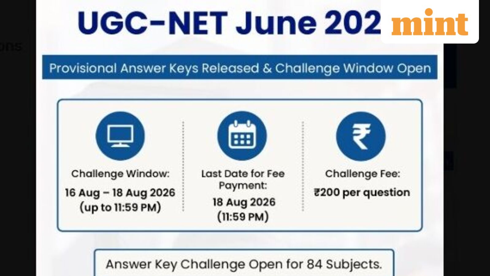 UGC NET Answer Key 2026 LIVE: NTA opens provisional key challenge window at ugcnet.nta.nic.in | Mint